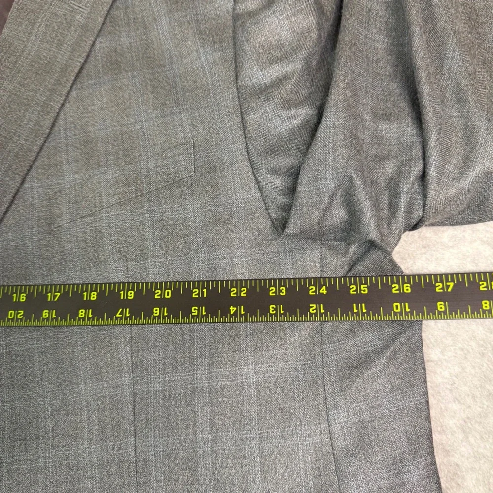 Lauren Ralph Lauren Mens 52R Silk Wool Blazer Gray Glen Plaid Sport Coat Jacket